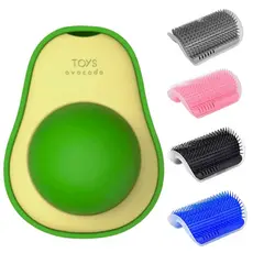 Kit Abacate Brinquedo Catnip Para Gatos + Escova Sortida Pet Para Tira Pelos e Massagem/ Coçador de Parede Para Pet -WYL