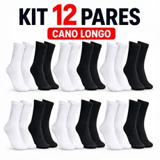 Meia Cano Alto Longo Frio KIT 12 6 3 Pares Masculina Confortavel