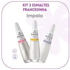 IMPALA UNHAS - KIT 3 ESMALTES - CONJUNTO ELEGANTE FRANCESINHA