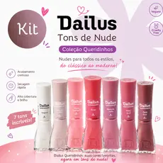 Kit Esmaltes Dailus Coleção Queridinhos - Tons de Nude, Rose e Marrom - Manicure Unhas Perfeitas