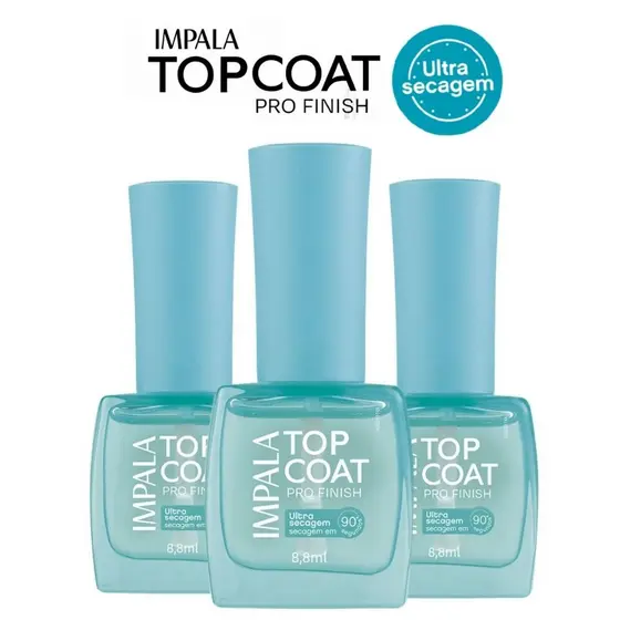 Impala Top Coat Esmalte Ultra Secagem - Seca em 90 segundos Hipoalergênico Pro Finish Lançamento
