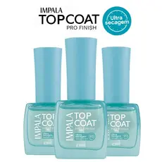 Impala Top Coat Esmalte Ultra Secagem - Seca em 90 segundos  Hipoalergênico Pro Finish Lançamento