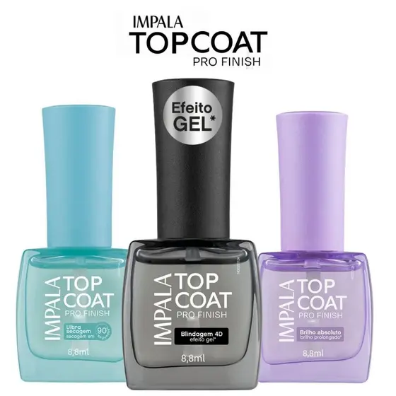 Impala Pro Finish - Esmalte Top Coat - Blindagem 4D + Brilho Absoluto + Secagem 90" unhas lançamento