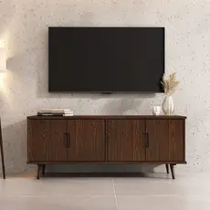 Rack Alto TV 65 Sala 4 portas 150 cm Moderno Cor Imbuia Tivoli