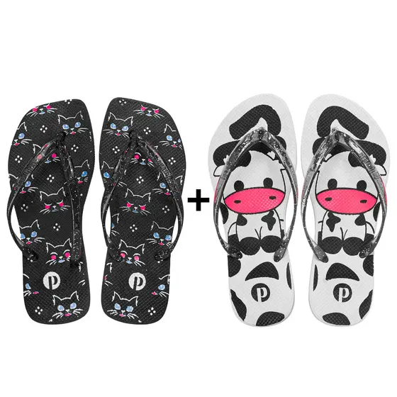 Kit Chinelo Feminino de Gatinho Confortável Leve