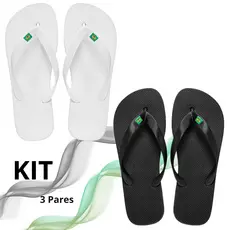 Kit Chinelo Masculino Feminino Brasil Branco Preto