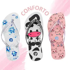 Kit 3 Pares Chinelo Feminino Leve Macio