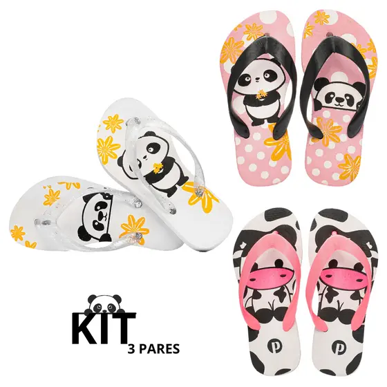 Kit Chinelo Infantil Estampado Macio