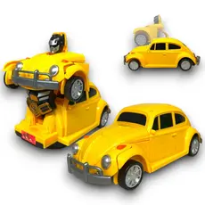 Transformers Carrinho Fusca Brinquedo Vira Robô Luz Som Bate e Volta