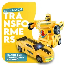 Transforms em Robô Carro Camaro Amarelo - Carrinho de Brinquedo Interativo