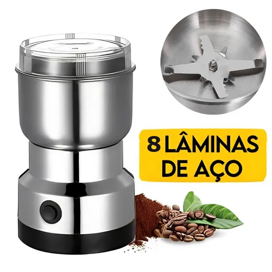 Moedor De Café Grãos Sementes Elétrico Profissional 8 Lâminas Aço Inox 110v 220v