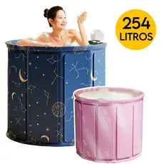 Banheira de Gelo 254 Litros Adulto Dobrável Redonda Relaxamento SPA 70cm
