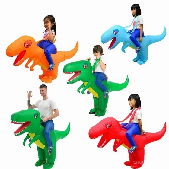Fantasia de Dinossauro Presente de Aniversário Engraçado Roupas de Halloween Natal T-REX Fantasia Inflável para Crianças