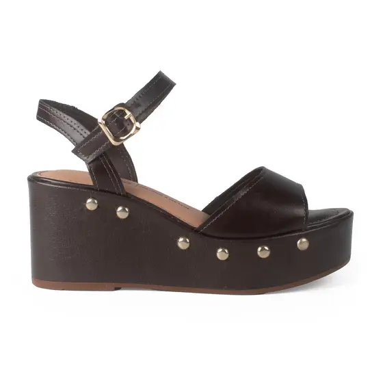 Sandália Anabela Dakota Tachas Douradas Y9542