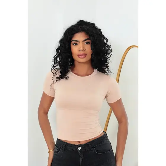 Blusa Feminina Baby Tee em Suplex com Elastano Premium Gola redonda do P ao GG