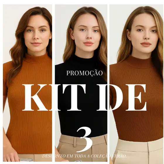 Blusa Feminina Gola Alta com Manga Curta – Tecido Ana Ruga com Elastano – Elegância P/M/G/GG