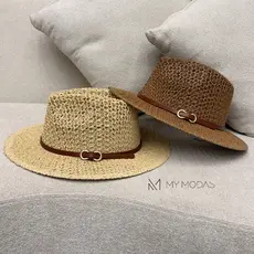 Chapéu Panamá Feminino Palha Trançada Aba Média Com Cinto Ajustável Estilo Praia Verão Casual