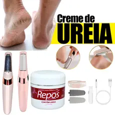 kit lixador de pés elétrico + creme hidrante para os pés com ureia repos 120g