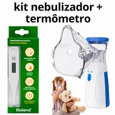 kit nebulizador portátil  inalador silencioso + termômetro digital bioland