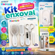 Kit Higienico bebe 8 Peças Premium –Com Termômetro G-Tech+Aspirador Nasal c/Estojo Pimpolho e G-tech