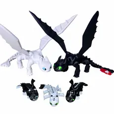 Boneco Como Treinar Seu Dragão Banguela, Fúria da Luz e filhotes Articulados  - 01 und