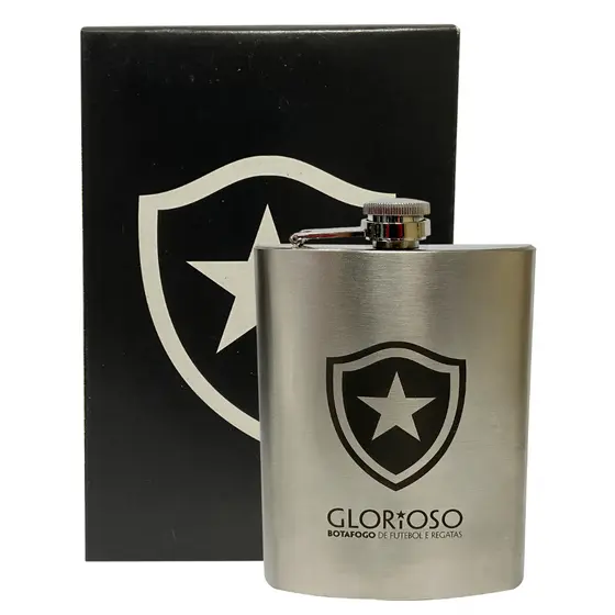 Cantil De Bolso Botafogo 220ml Porta Bebida Aço Inox Oficial