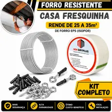 Kit Forro Isopor e Drywall 35m² -Fita Telada Adesiva. +Arame Galvanizado + 50 Buchas com Pitão