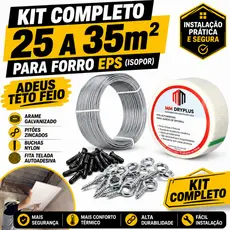 Kit Forro de Teto isopor EPS, Drywall e Gesso.Arame+ Fita telada +Bucha com Pitão