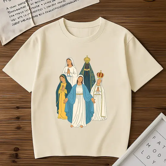 Camiseta Básica Feminina Santinha Nossa Senhora Moda Religiosa Blusa Tendência Envio Imediato