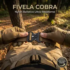 Cinto Tático Militar Masculino Nylon 125cm Fivela Engate Rápido Metal ou Plástico Ajustável