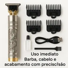 Máquina Dragão Profissional Para Cortar Cabelo e Barba – Aparador Sem Fio de Acabamento Portátil
