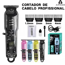 Máquina De Cortar Cabelo Profissional Smart Lcd Barbeador Elétrico Transparente Sem Fio