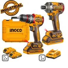 Parafusadeira Furadeira + Parafusadeira de Impacto Profissional 20V 2 Baterias 2Ah Carregador