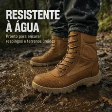 Coturno coiote exército extra leve com ziper coyote colado e costurado couro hidrofugado nobuck