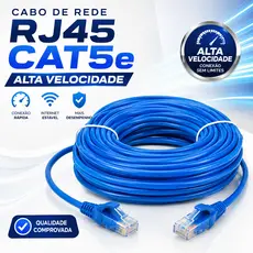 Cabo de Rede CAT5 3, 10 e 20 Metros Montado Conexão Alta Velocidade 100mbps