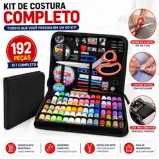 Kit De Costura 192 Peças Completo Com Estojo Organizador Linhas Agulhas Tesoura Fita Métrica Acessórios Costura