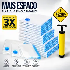 Kit Saco à Vácuo Organizador com Bomba Sucção Manual Roupa Mala Viagem Guarda Roupa Edredom Cobertor Reutilizável