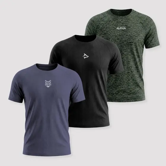 Kit 3 Camisetas Masculinas Dry Esporte Academia Alpha