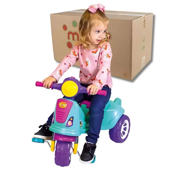 Triciclo Avespa Infantil Passeio Com Empurrador Rosa Maral