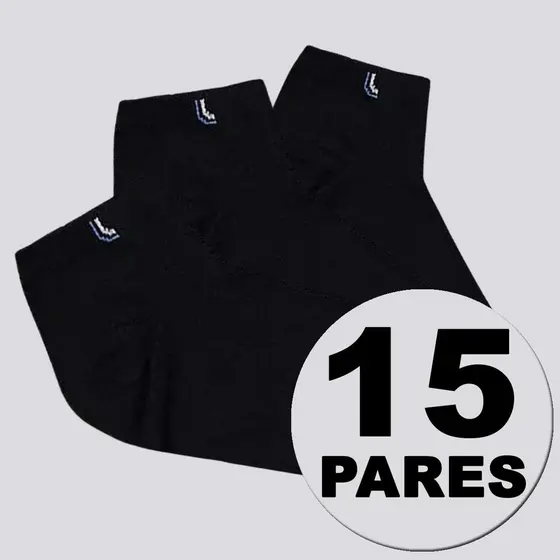 Kit Meia Lupo Walk Cano Curto 15 Pares Preta