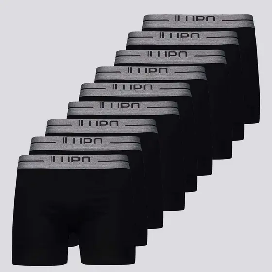 Kit de 9 Cuecas Boxer Lupo Anatomic Shape Preta e Cinza