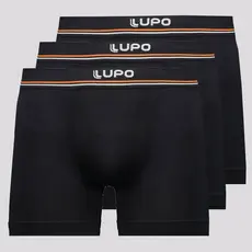 Kit 3 Cuecas Boxer Lupo Microfibra Seamless Preta