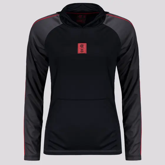 Blusa Flamengo Laçado Manga Longa Feminina Preta