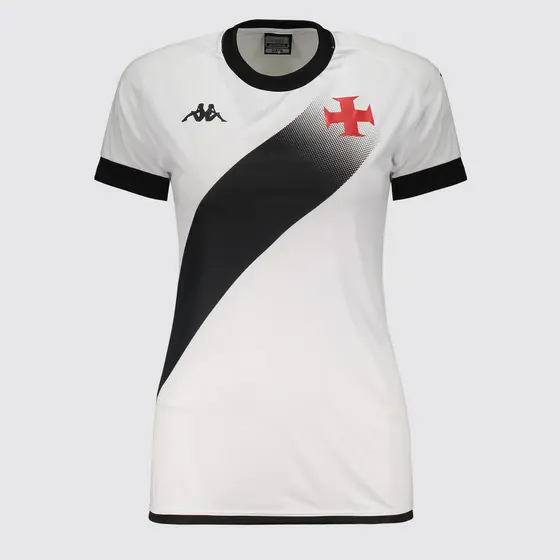 Camisa Kappa Vasco Supporter Graphik Feminina Branca e Preta