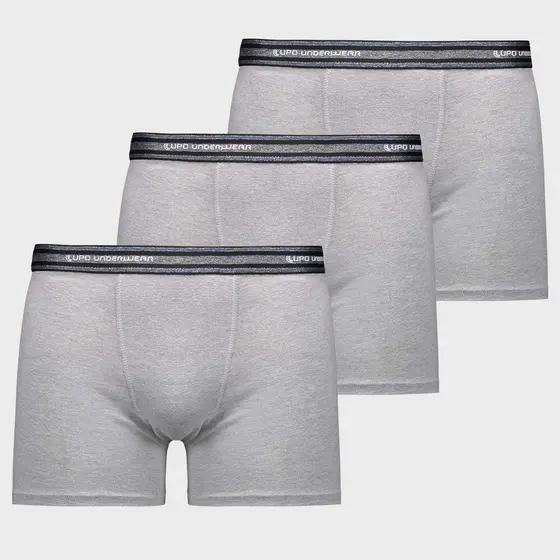 Kit 3 Cuecas Lupo Boxer Algodão com Elastano Cinza