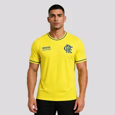 Camisa Flamengo Brasil Jacquard Holográfico Amarela