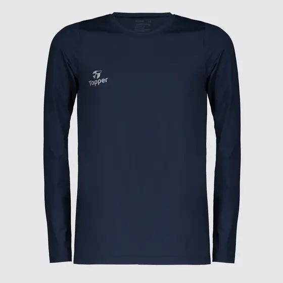 Camiseta Térmica Topper Classic UV50 Manga Longa Juvenil Marinho