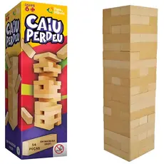 Jogo Caiu Perdeu Jogo Torre Madeira 54 Peças Desenvolve Coordenação Motora Brinquedo