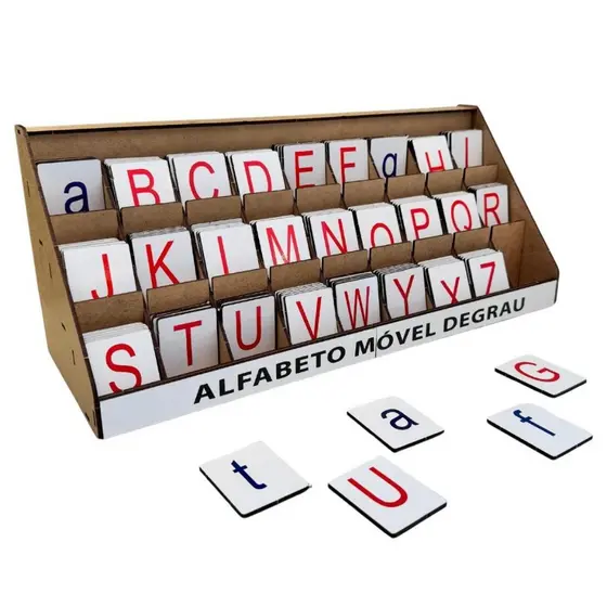 Alfabeto Móvel Degrau Em Mdf 130 Letras Coloridas Envio Imediato