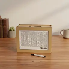 Cofrinho Japonês MDF Desafio 10 Mil Cofre de Economia com Caneta de Brinde